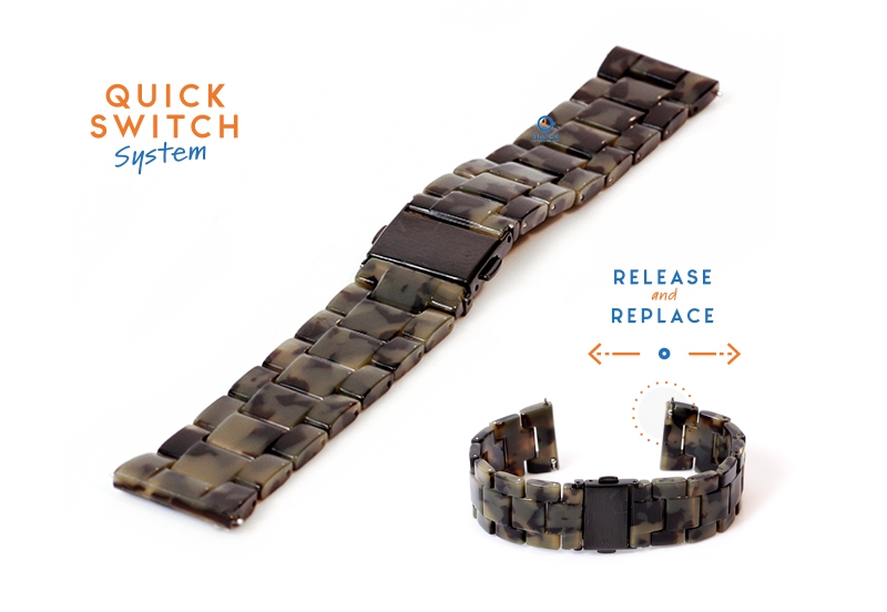 20mm resin Uhrenarmband - turtle dunkles grün