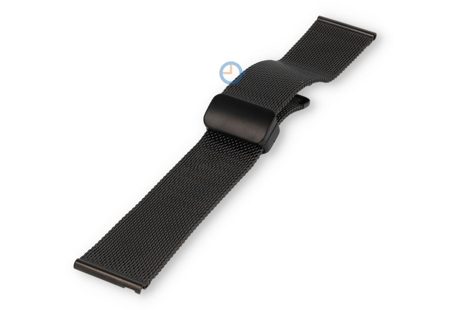 Uhrenarmband 22mm schwarz Stahl - magnetische Schmetterlingsfaltschließe