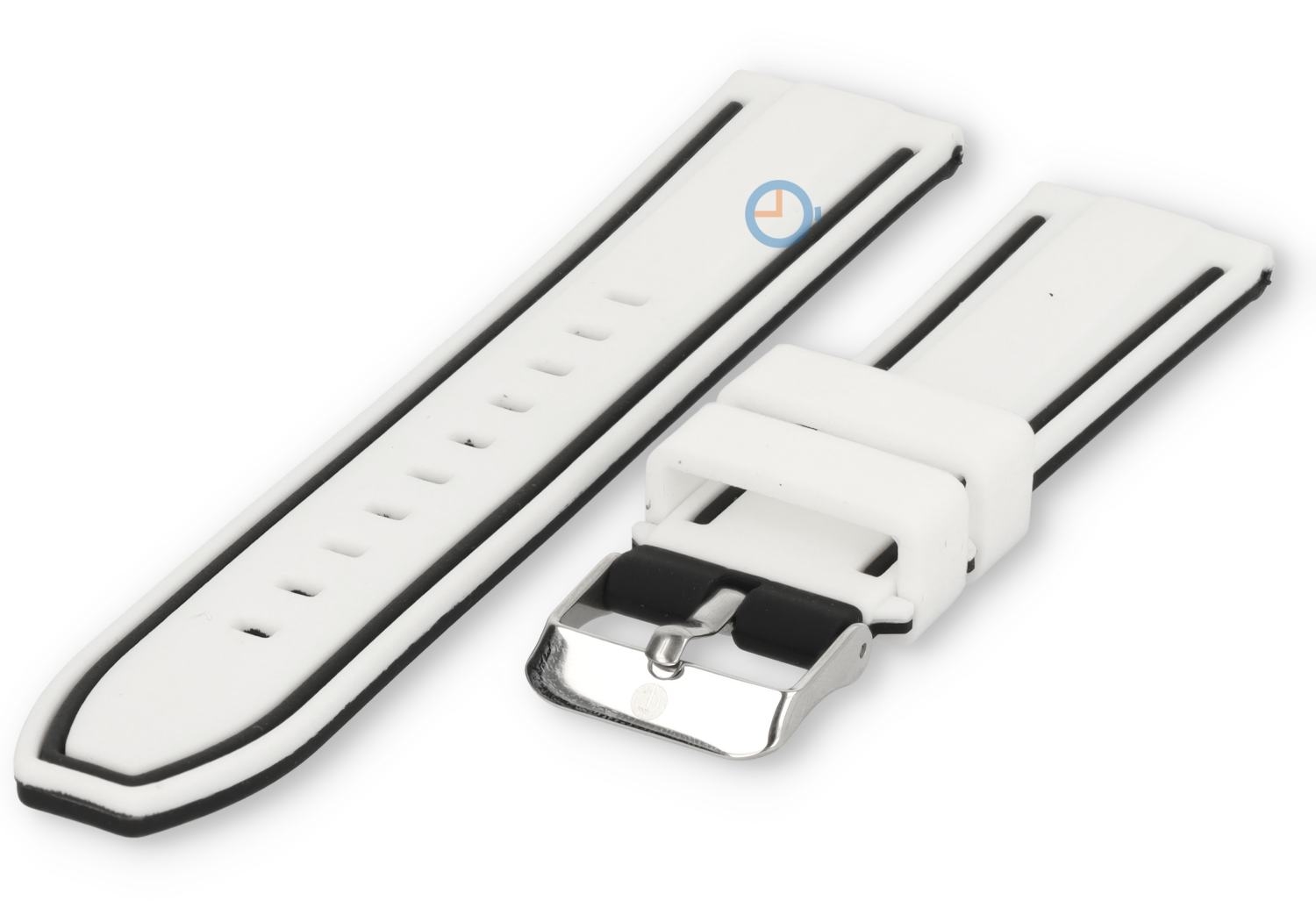 22mm Silikon Uhrenarmband WeiÃŸ/Schwarz (umdrehbar)