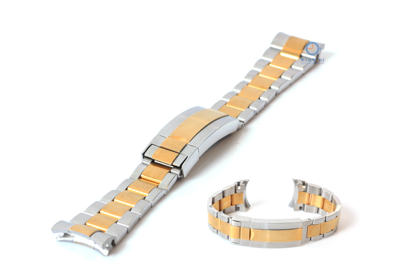 Rolex Stil Uhrenarmband 21mm Stahl silber/ gold