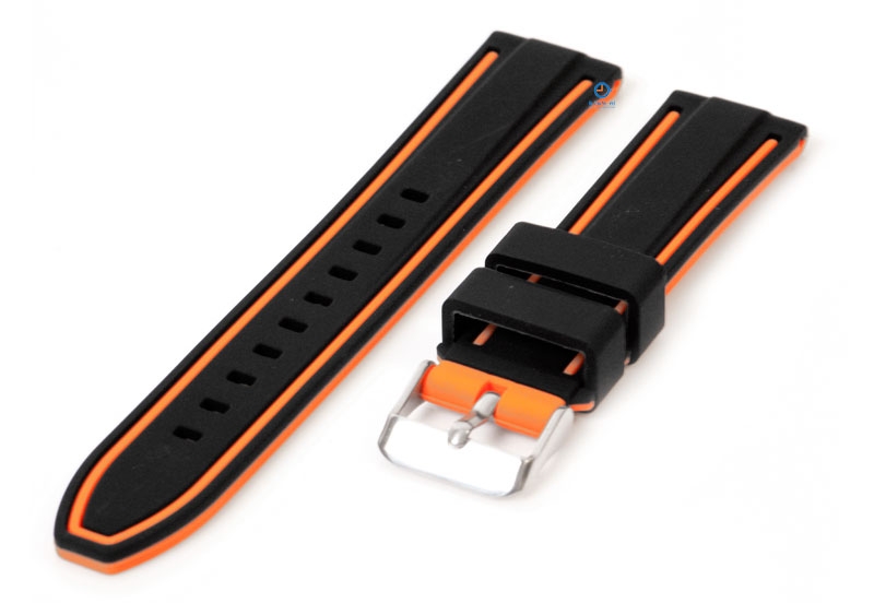Silikon Uhrenarmbänder 24mm schwarz/orange (umdrehbar)