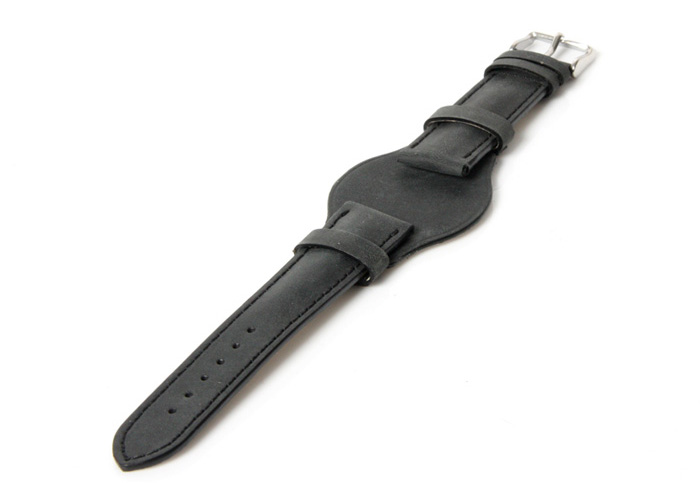 Uhrenarmband 20mm Schwarz Leder (Flieger)