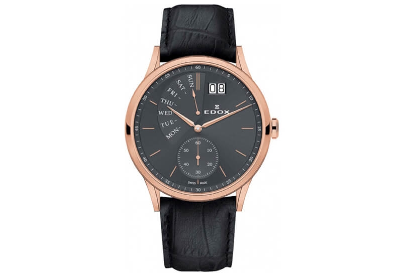 Edox Les Vauberts 40101 Uhrenarmband Braun Leder