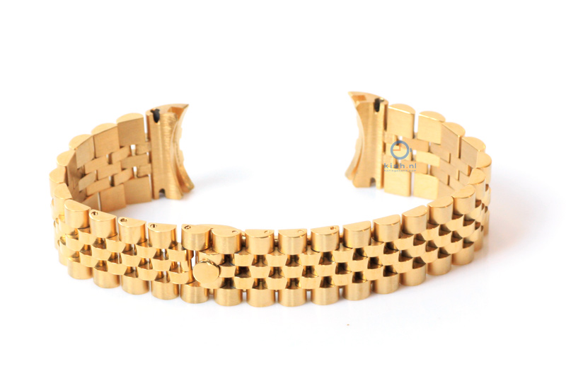 Rolex style horlogeband 17mm staal goud