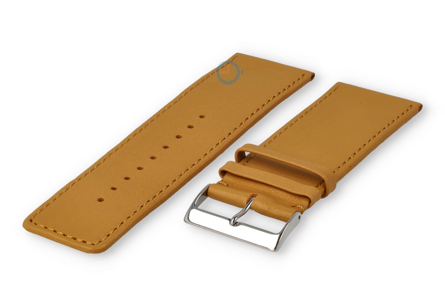 30mm Uhrenarmband glatt Leder - hellbraun