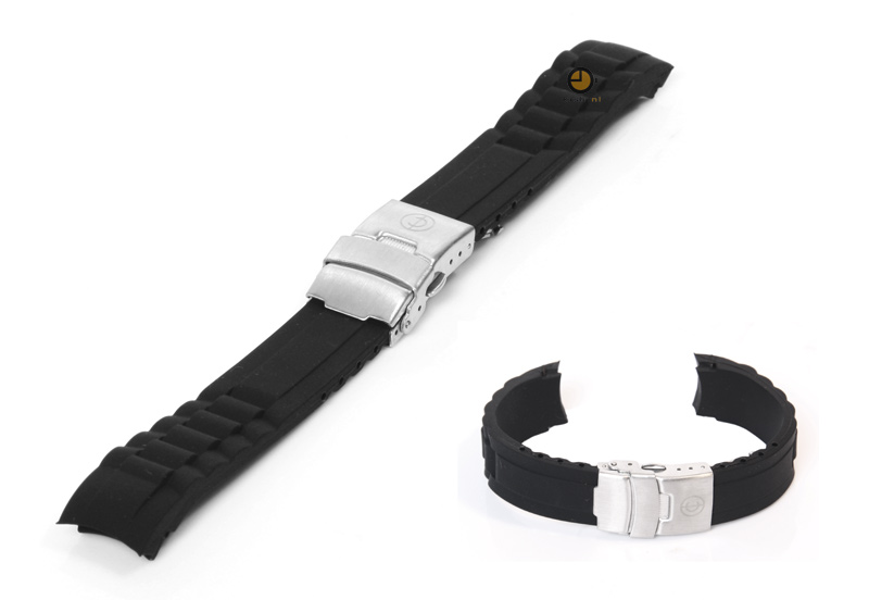 Silikon Rolex - stil Uhrenarmband 16mm Schwarz