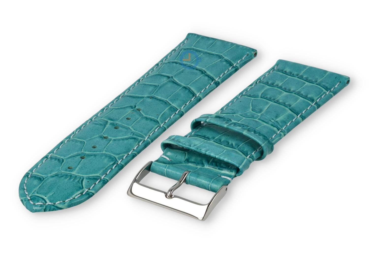 Kalbsleder XL band mit Kroko - Muster - 28mm - türkis
