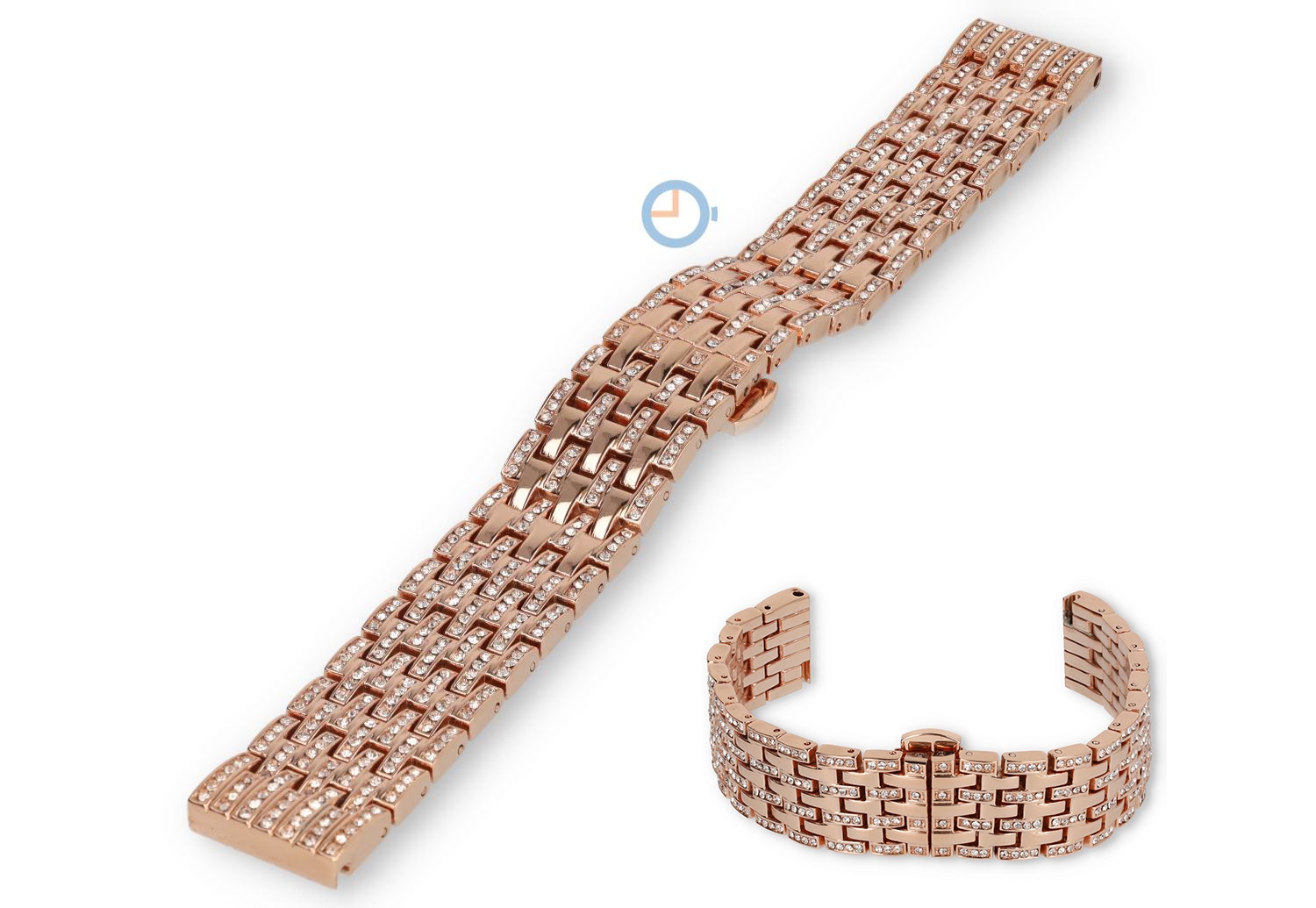 Uhrenarmband mit Steinchen - 18mm - roségoldfarbiges