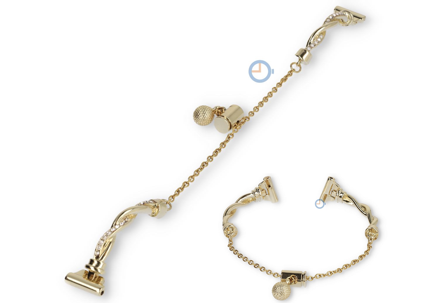 14mm Schmuck Uhrenarmband - goldfarbig mit Diamanten