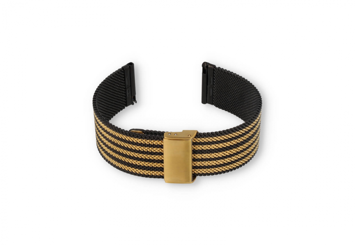 Horlogeband 22mm milanees zwart/goud - Quick Switch (FIJN)