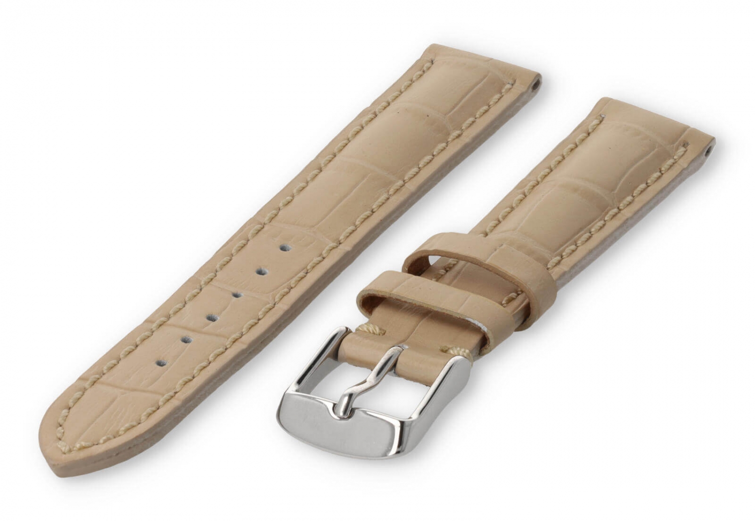 Uhrenarmband mit krokoprint 18mm beiges Leder