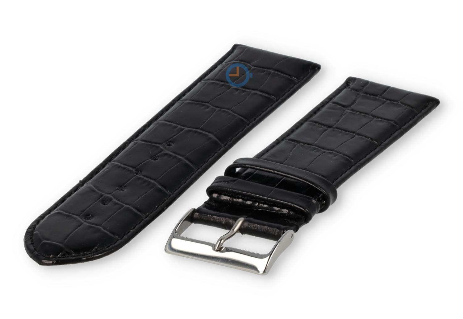 Kalbsleder XL band mit Kroko - Muster - 28mm - schwarz
