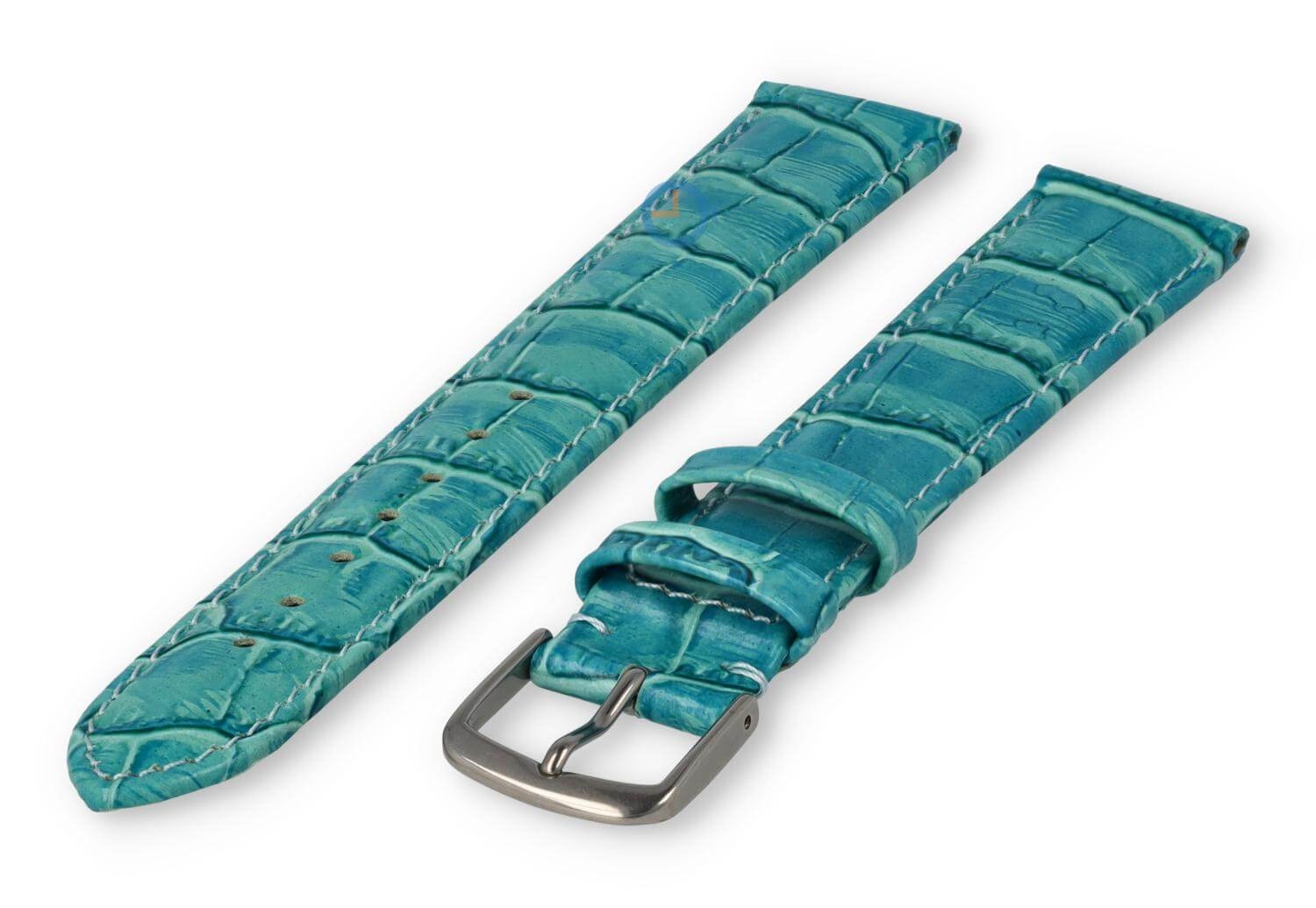 Krokoleder Extra langes Uhrenarmband - 18mm - türkis