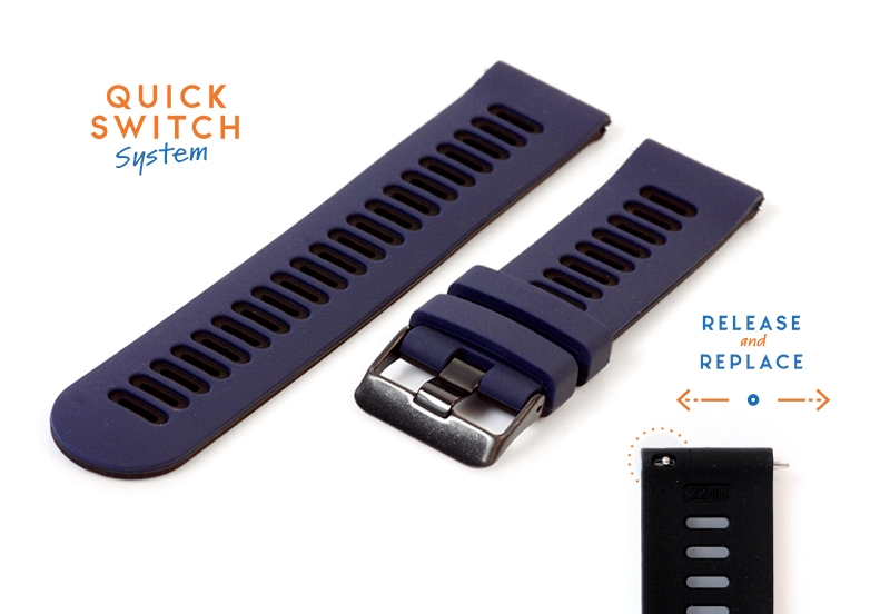 Silikon 20mm Uhrenarmband - blau/schwarz