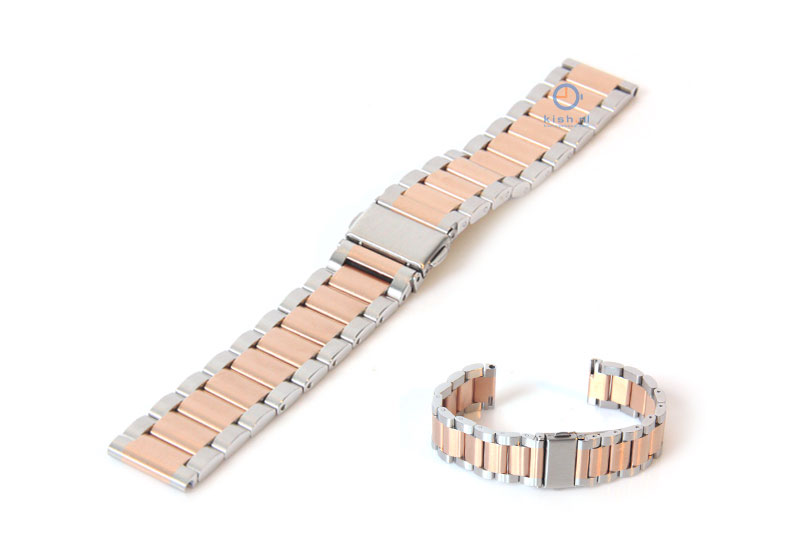 Uhrenarmband 18mm Stahl silber/rosegold