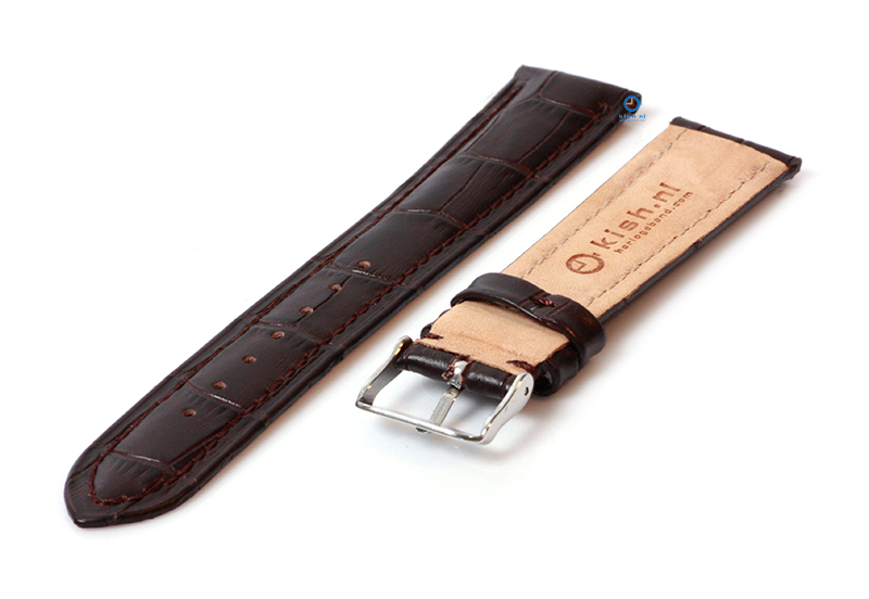 Horlogeband 20mm croco leer donkerbruin