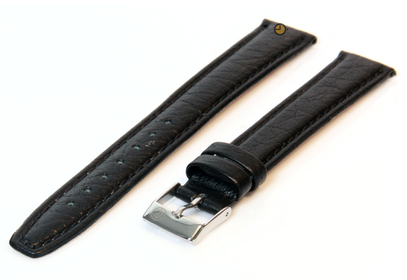 Uhrenarmband 14mm Schwarz Büffelleder extra lang