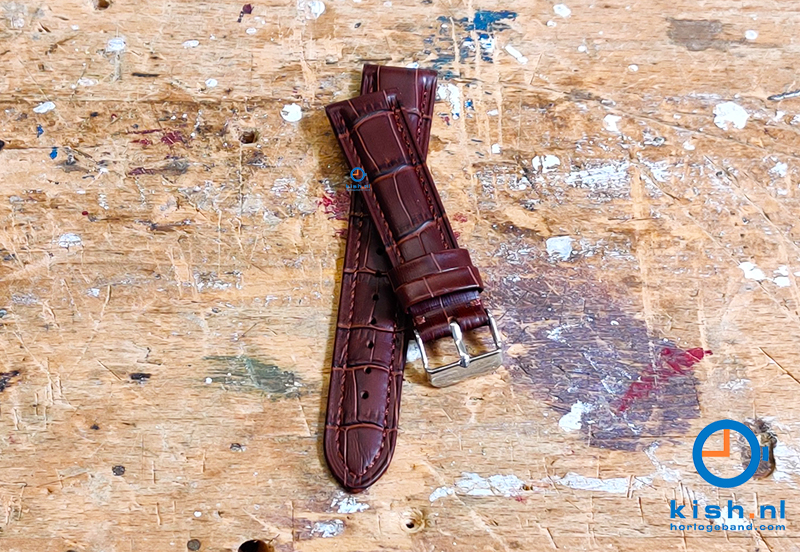 Horlogeband 20mm croco leer bruin