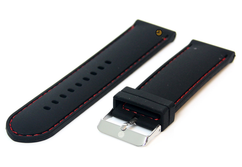 Uhrenarmband 24mm Silikon Schwarz/Rot