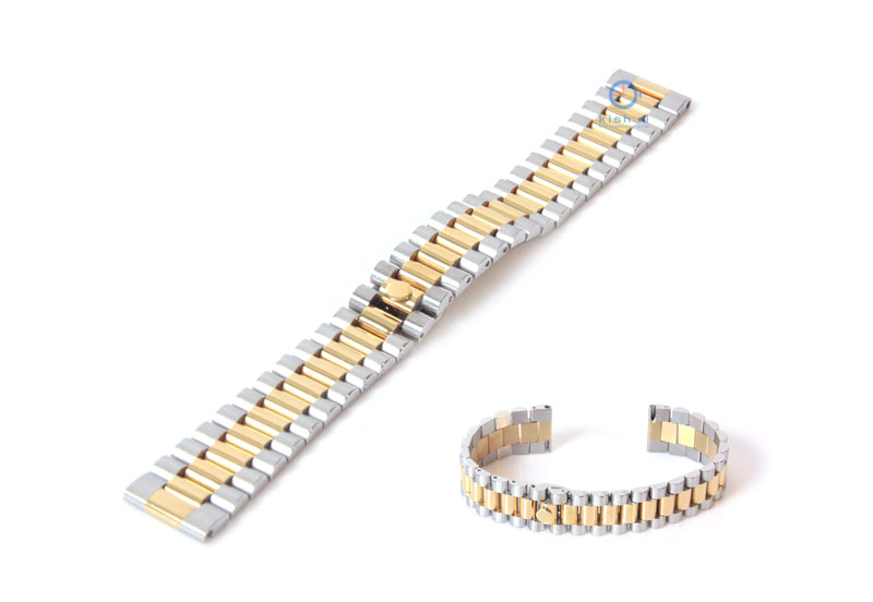 Uhrarmband 20mm Stahl Silber Gold - Teilpoliert