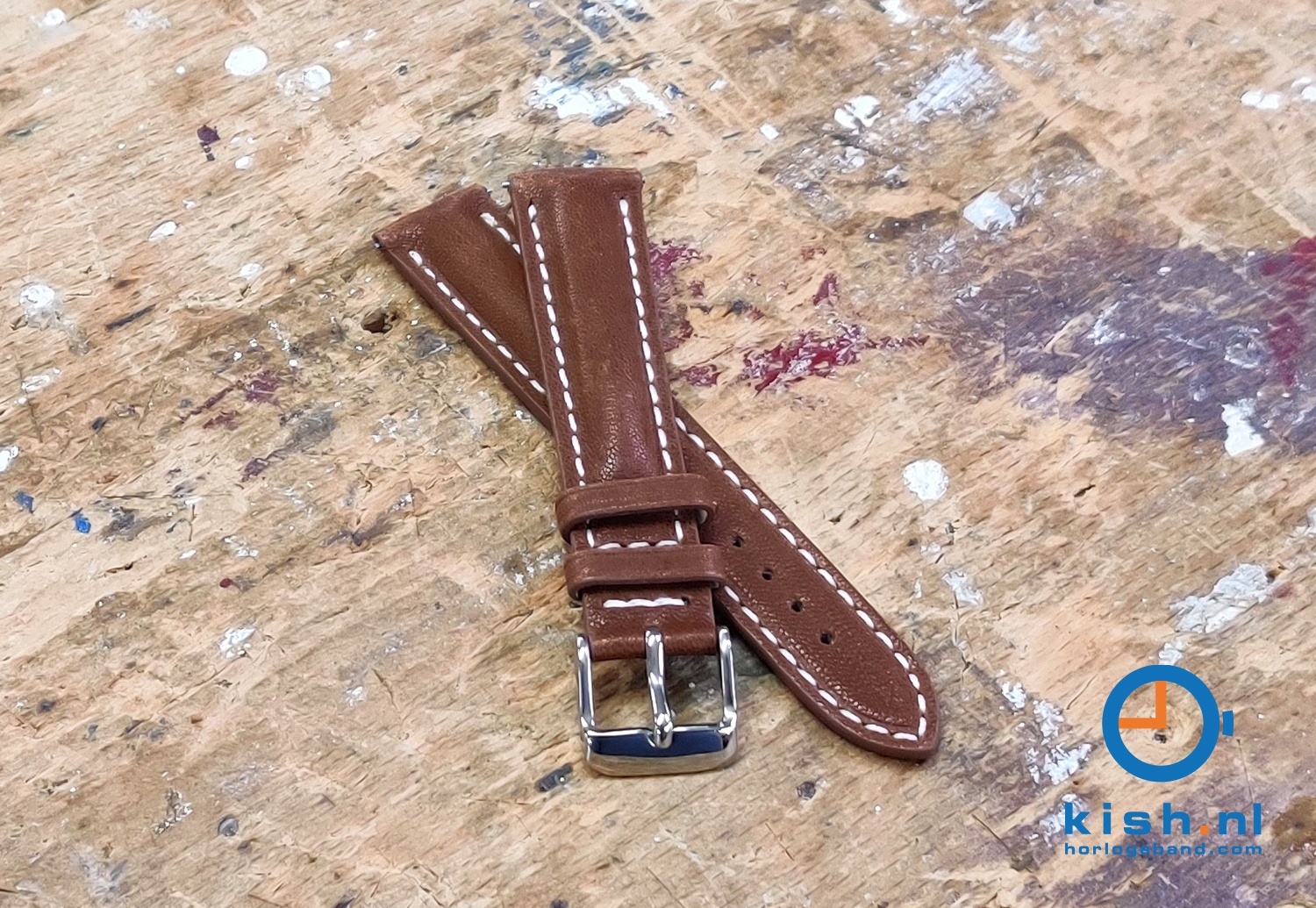 Horlogeband 18mm bruin stierenleer