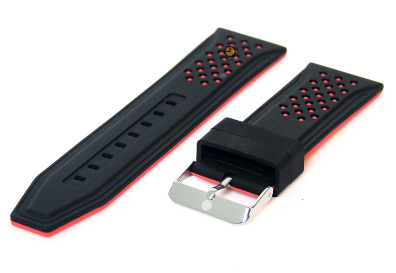 26mm Silikon Uhrenarmband Schwarz/Rot