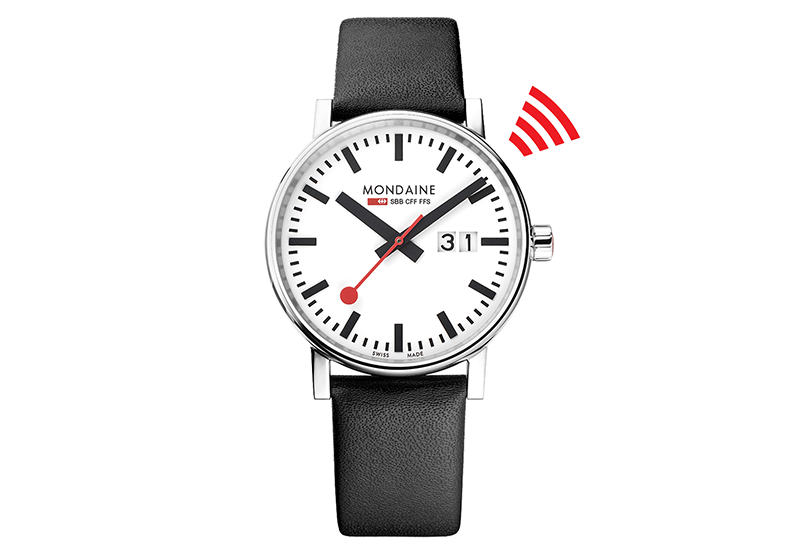 Mondaine Paychip Uhrenarmband - 18mm Schwarz Rot glÃ¤nzend