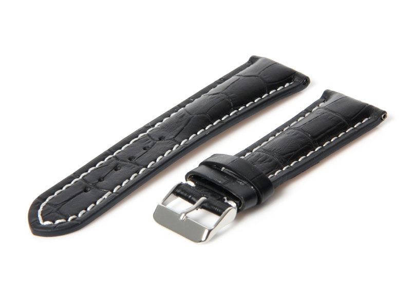 Gisoni Uhrenarmband 24mm Schwarz Leder