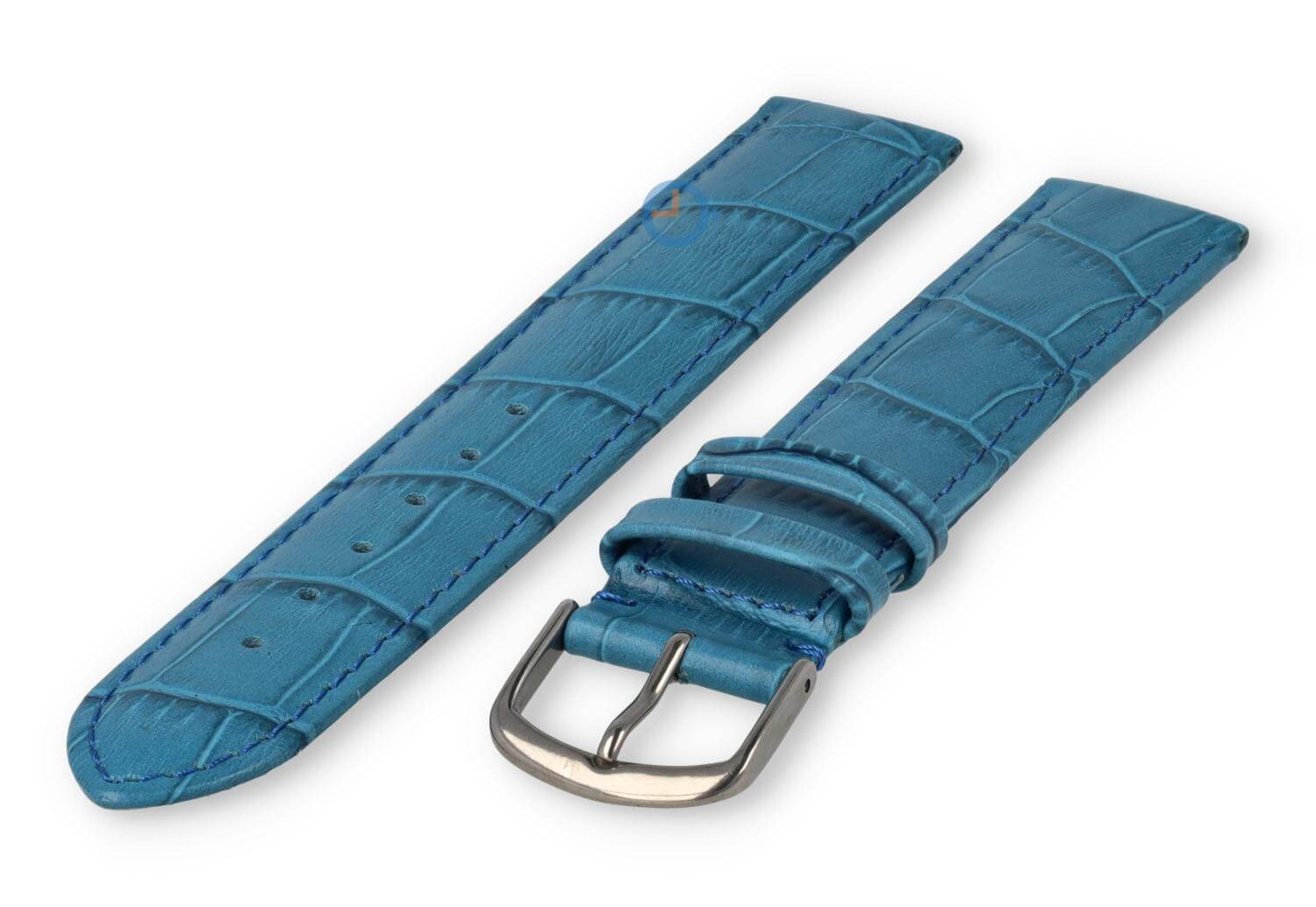 XL Uhrenarmband Leder mit Krokoprint - 16mm - petrol