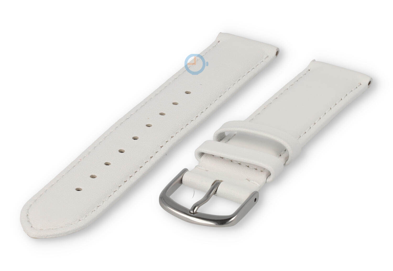 18mm Lederband mit Naht - weiß