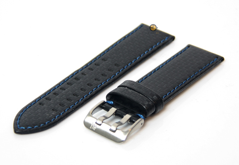Uhrenarmband 18mm Schwarz Leder mit Pigmentdruck