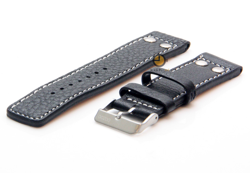 Oozoo Uhrenarmband 22mm Schwarz Leder