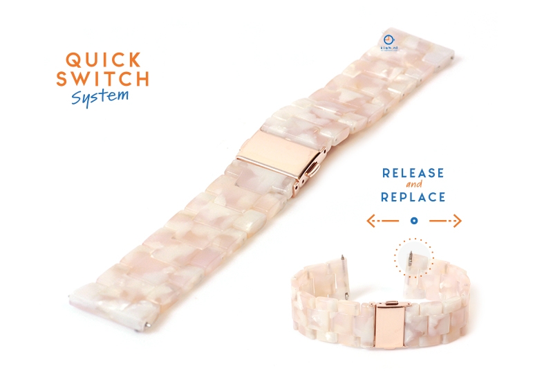 20mm resin Uhrenarmband - turtle lachsrosa/weiß