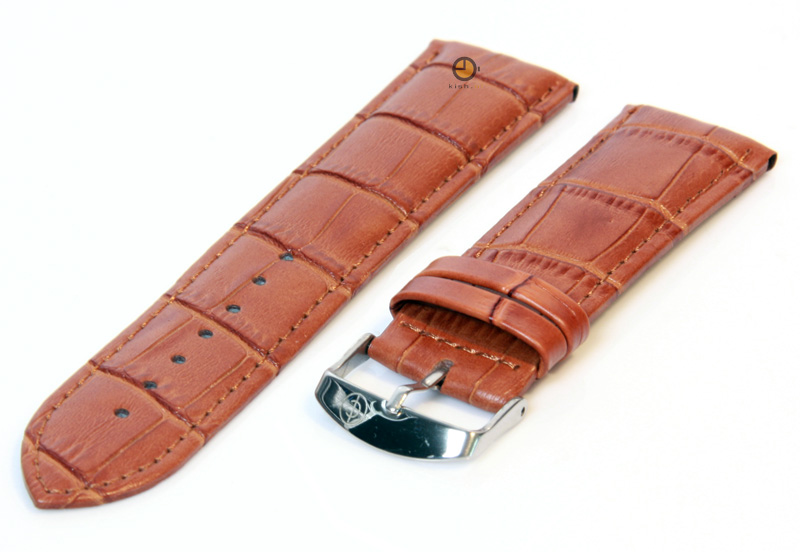 Uhrenarmband 22mm Hellbraun Leder mit Kroko - Druck