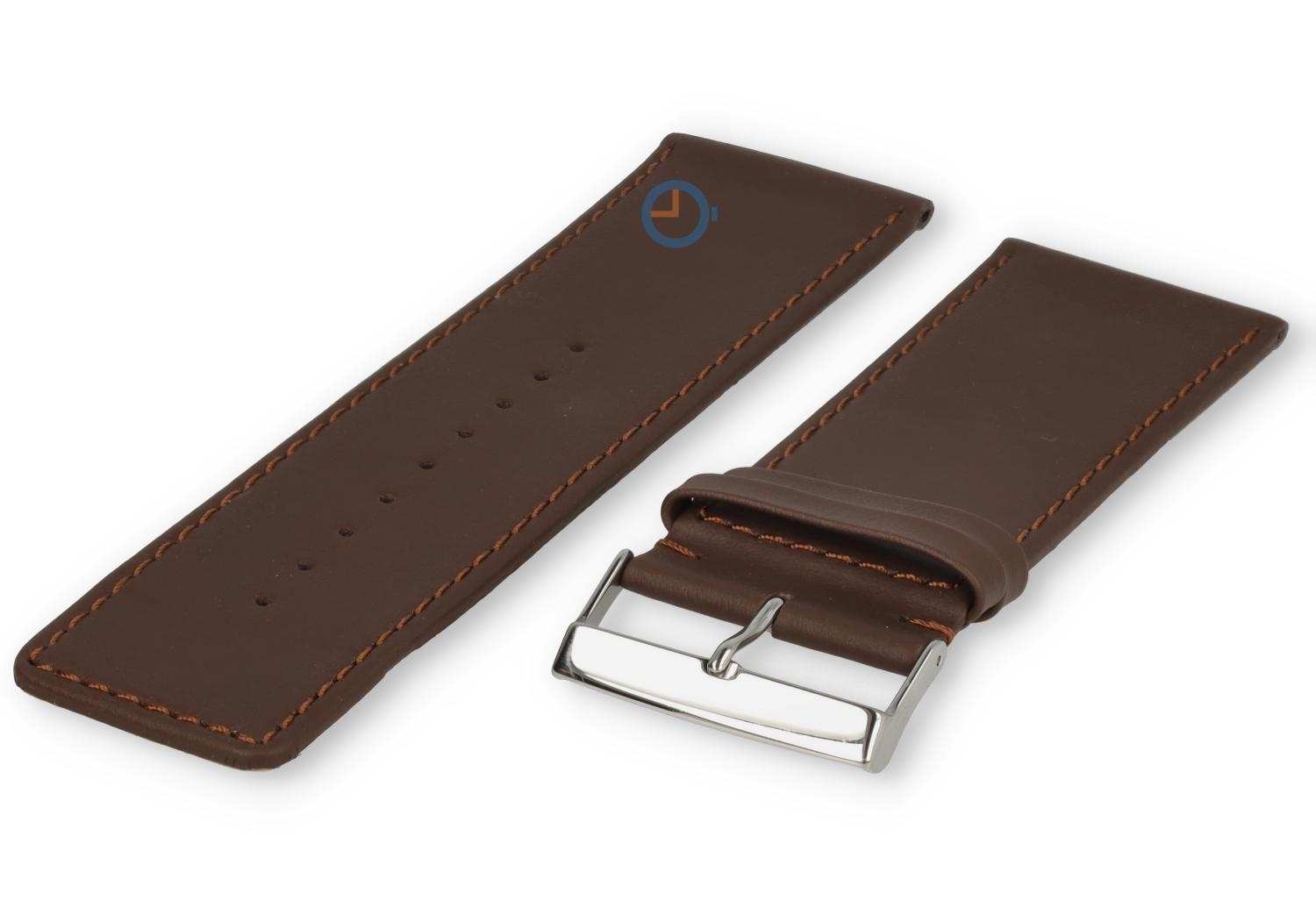Uhrenarmband Glattleder - 34mm - dunkelbraun