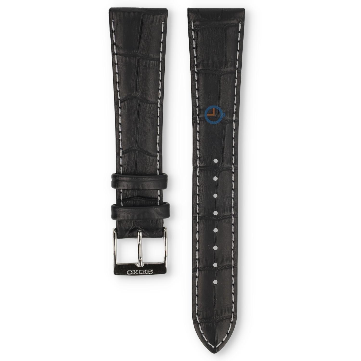Universal 20mm schwarzes Leder Uhrenarmband - Seiko