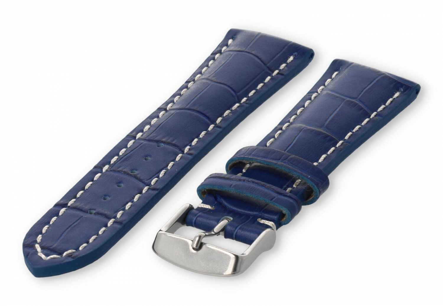 Uhrenarmband mit krokoprint 24mm königsblaues Leder