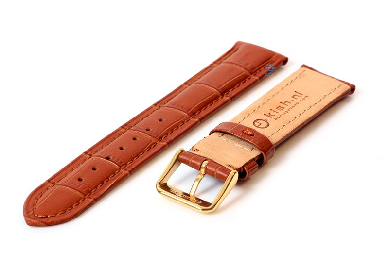 Luxe Edox Uhrenarmband hell braun leder - gold - 20mm