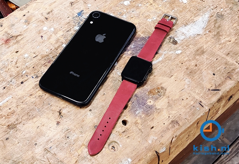 Apple Watch bandje wijnrood leer - 38/40/41mm