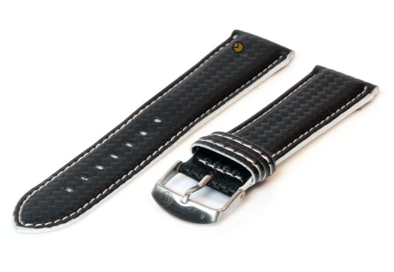 Uhrenarmband 20mm Schwarz - Weiß wasserfestes Leder