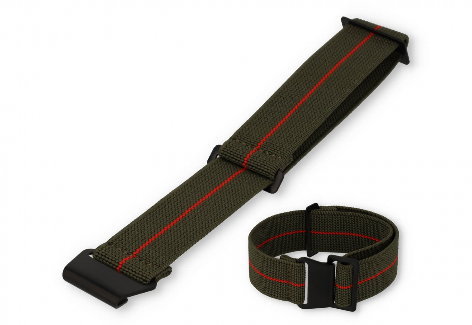 Elastistches Uhrenarmband 22mm Nylon grün - rot
