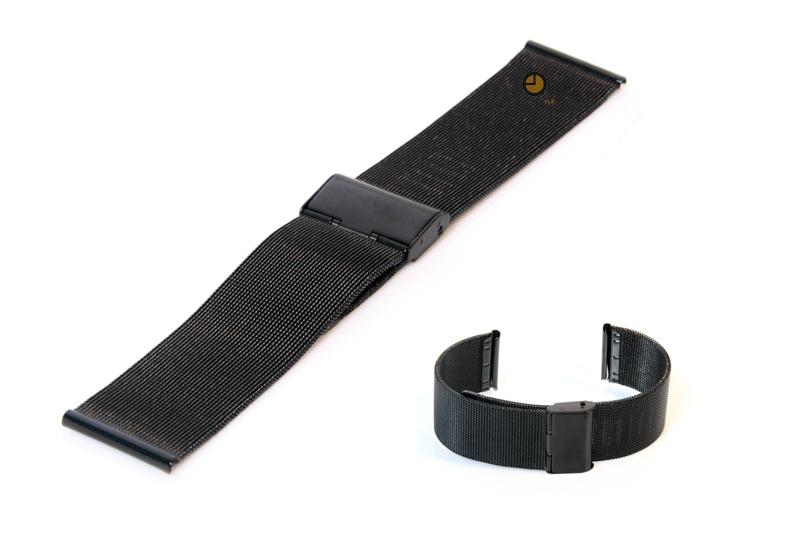 Uhrenarmband 24mm Schwarz Mailänder Stahl