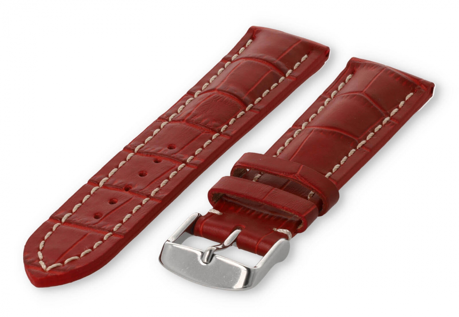 Uhrenarmband mit krokoprint 22mm rotes Leder