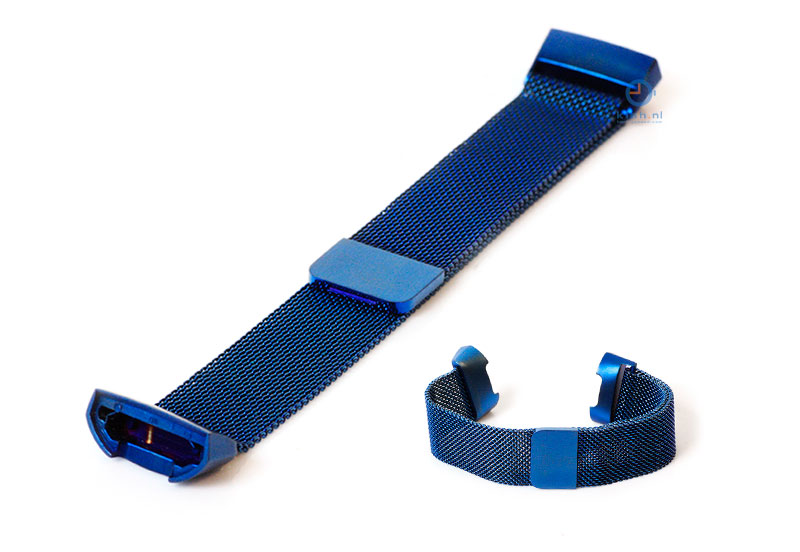 Ersatzarmband fÃ¼r Fitbit Charge 3 Edelstahl Milanaise blau