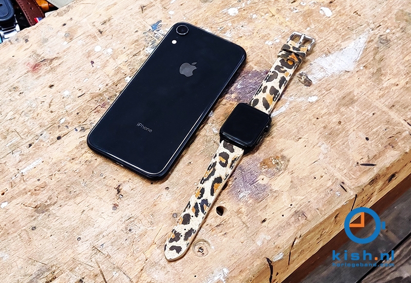 Apple Watch bandje leer luipaard print - 38/40/41mm