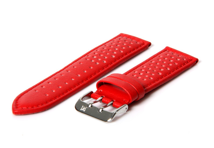 Uhrenarmband 24mm Rot wasserfestes Leder
