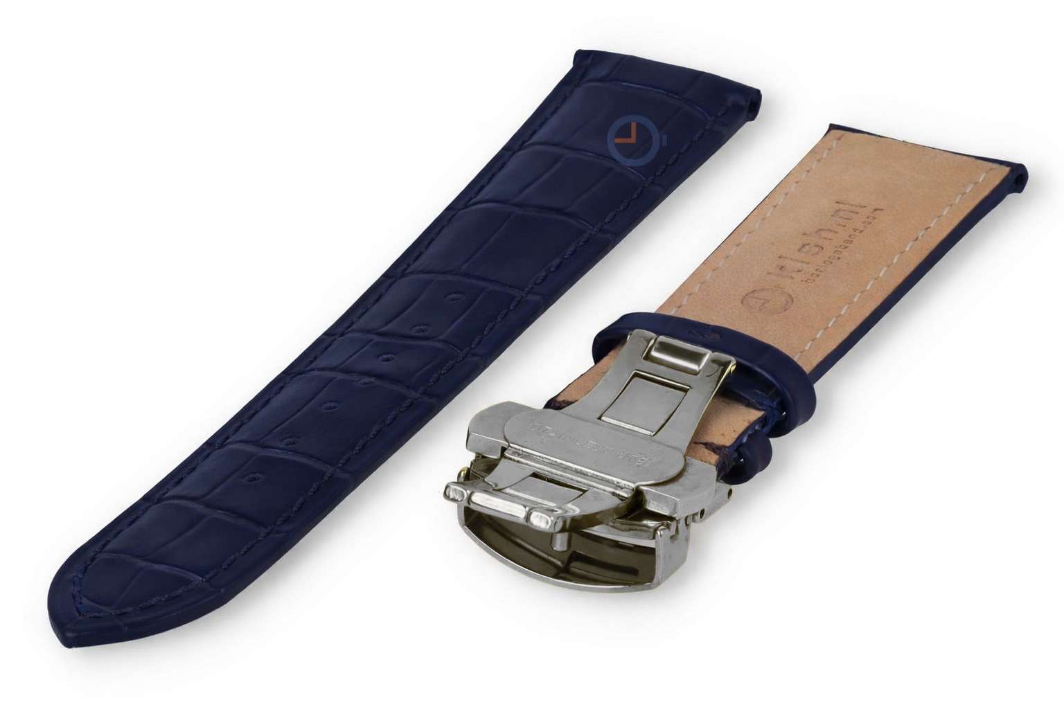 Luxuriöses Certina-Uhrenarmband aus dunkelblauem Leder – Faltschließe – 16 mm