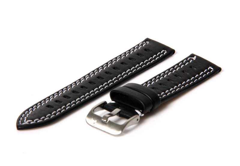 Uhrenarmband 20mm Schwarz Leder (sport)