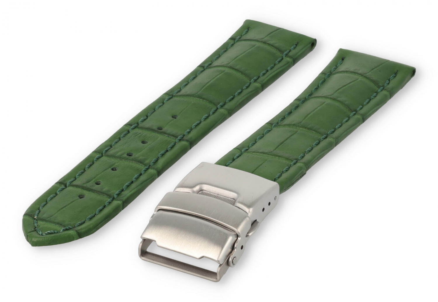 Uhrenarmband mit Faltschließe 22mm grünes Leder