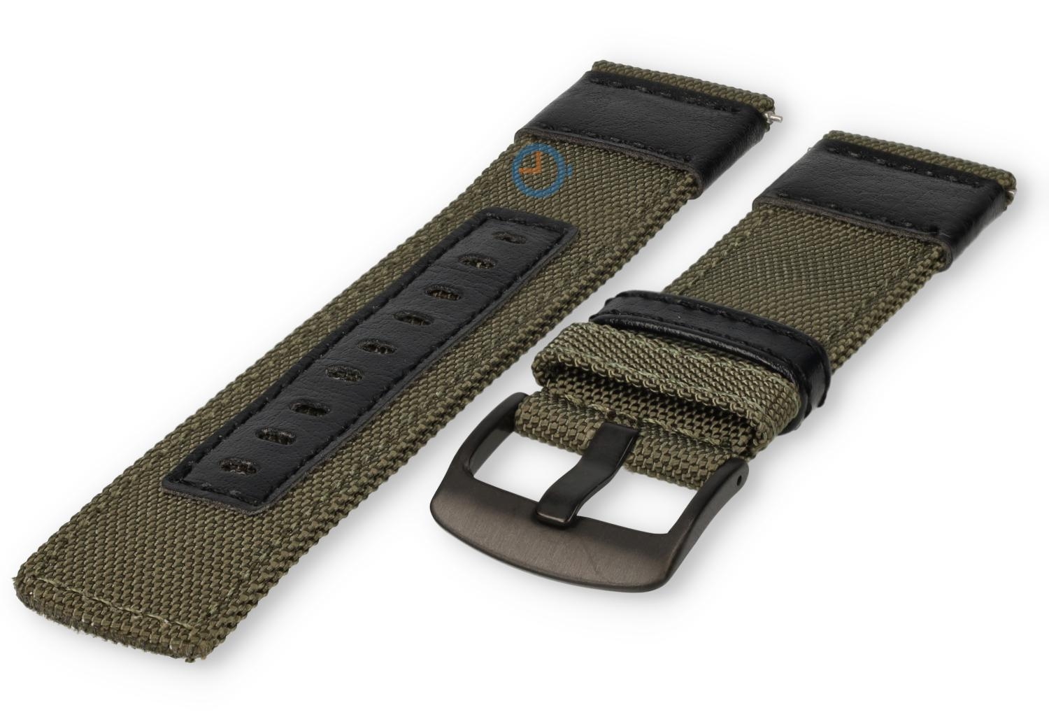 Hybrid-Armband - Nylon/Leder - 20mm grÃ¼n